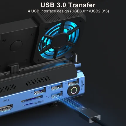Docking Station Dual Cooling Fan Dock Station 4K@60Hz Gigabit Ethernet for Steam Deck OLED & ROG X & Legion Go